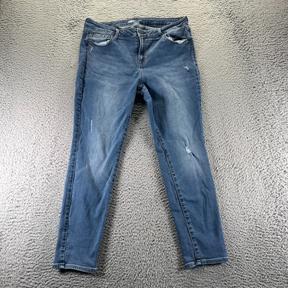 Old Navy Rockstar Jeans Women 14 Blue Cotton Denim Skinny Faded Stretch Workwear